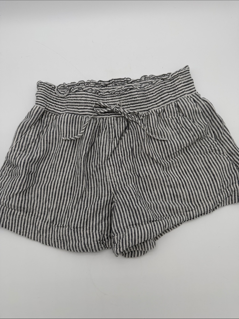 a new day Black & White Striped Smocked Waist High-Rise Shorts